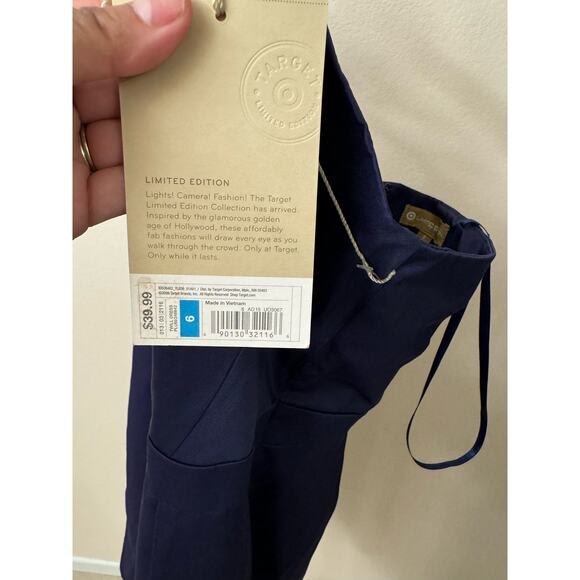 Target Limited Edition Sateen Woven Twill Strapless Blue Plum Point Size 6 - Picture 7 of 7